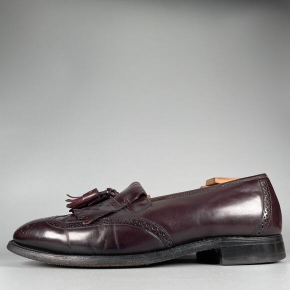Johnston Murphy Optima Men\'s 9 E Burgundy Leather Slip On Kilt Tassel Loafer GUC main image 4
